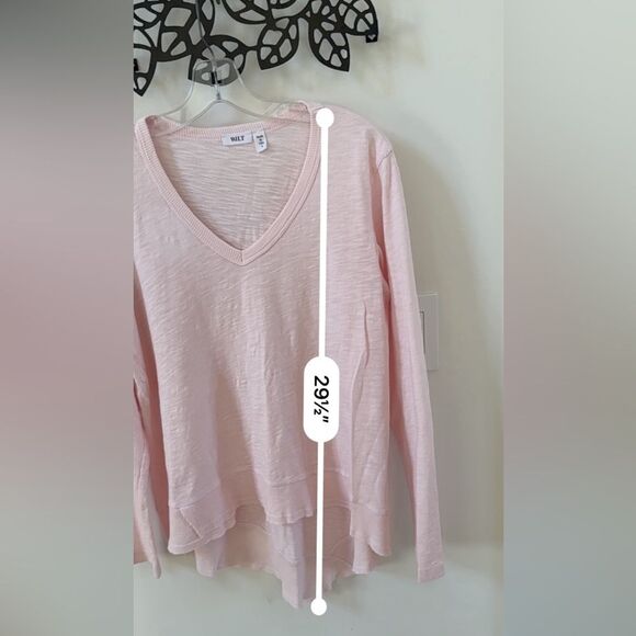 Wilt Mock Layer V Neck Slub Cotton Long Sleeve Tee in Pink S NWOT - Picture 7 of 10